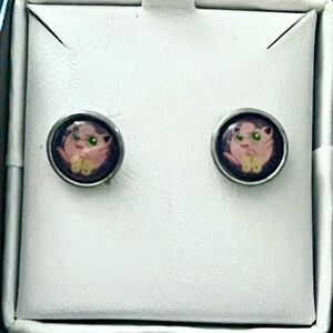 Jigglypuff Pink and Green Stud Earrings